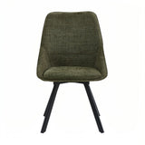 Myla Pack of 2 Swivel Dining Chairs - Green Chenille fabric