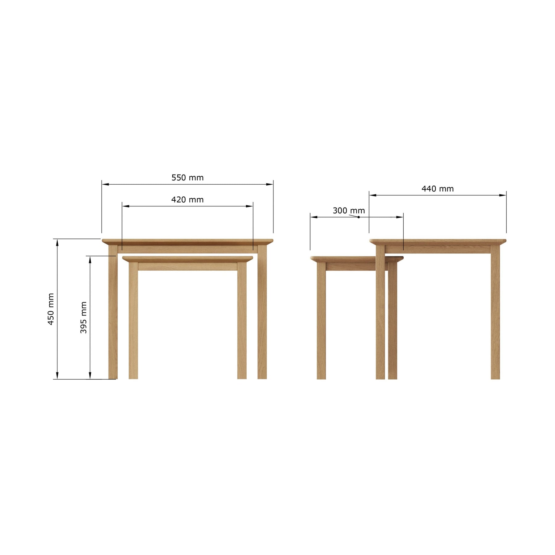 Taberno Oak Nest Of 2 Tables Natural Oak