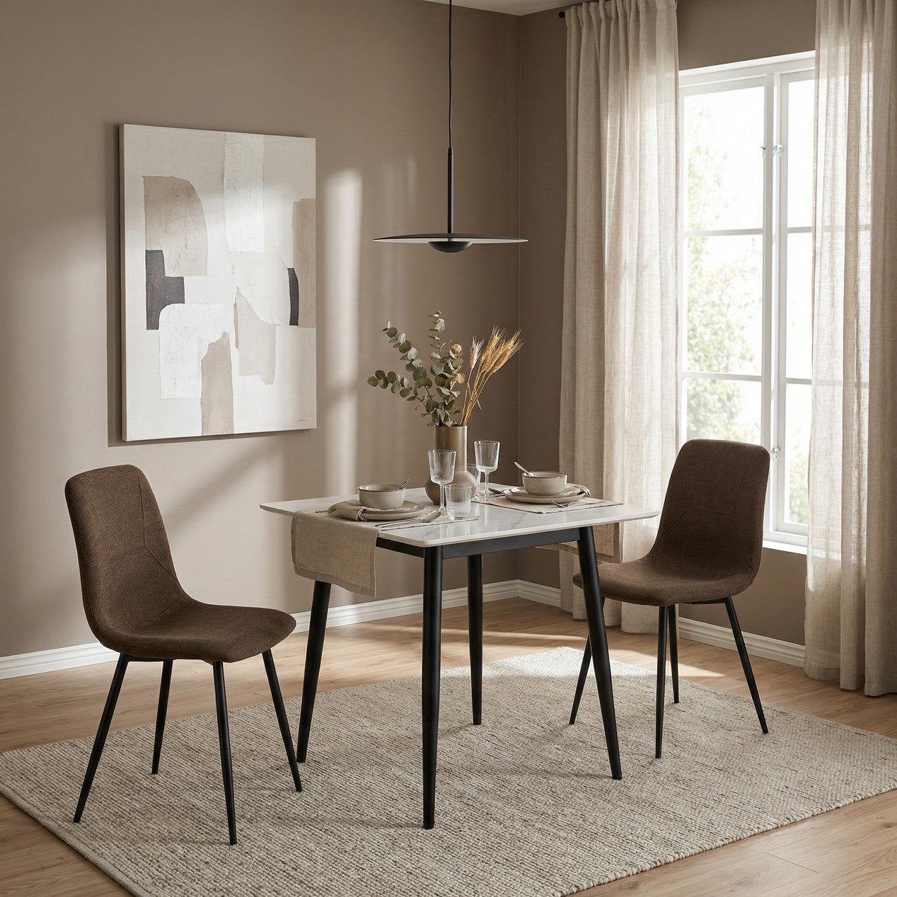 Nova Sintered Stone Dining Table 70x70cm - Cream Marble