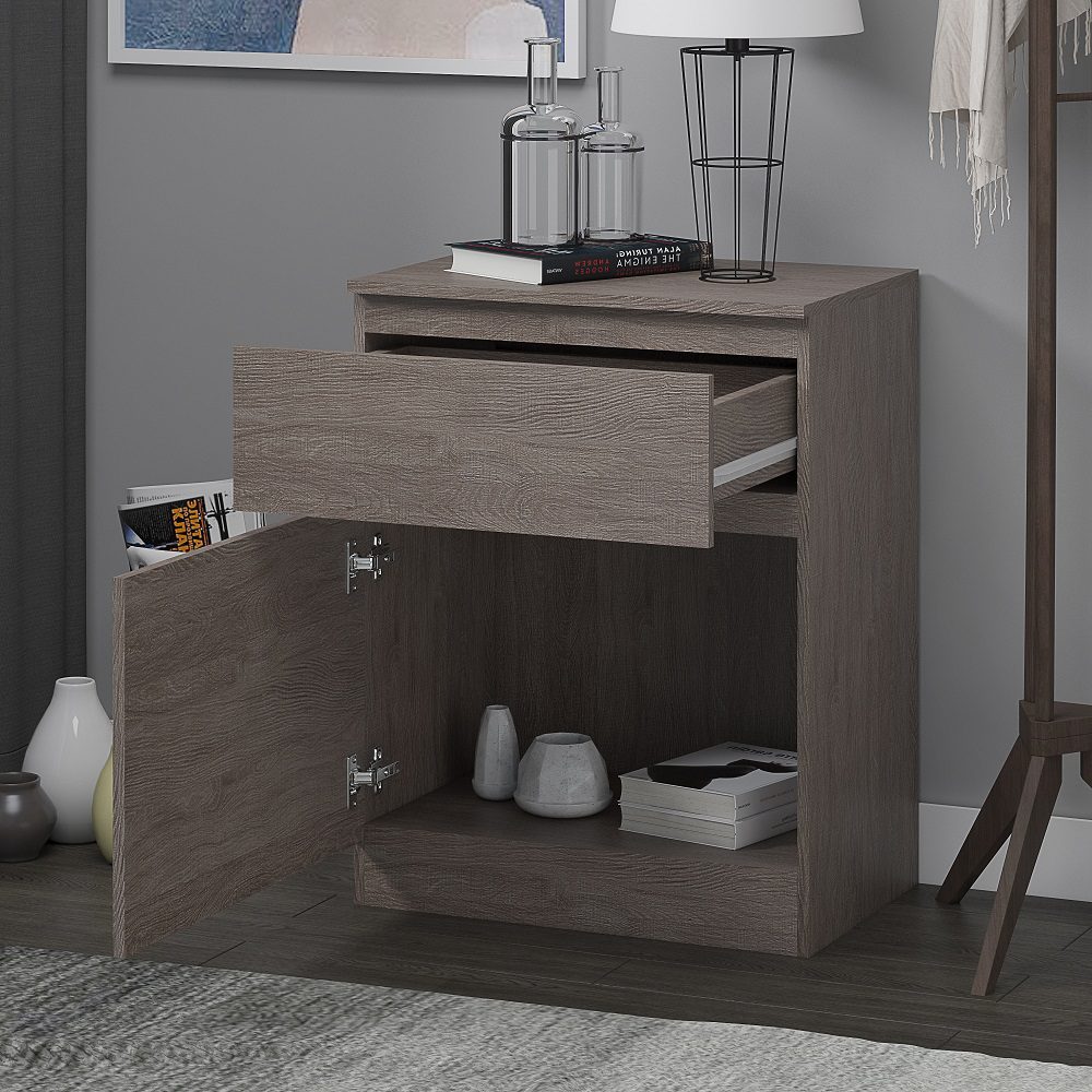 FWStyle Stora 1 Door 1 Drawer Multi-Storage Unit - Rustic Oak