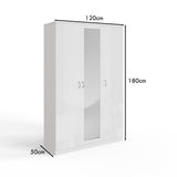 FWStyle Chilton 3 Door Wardrobe With Mirror - White Gloss Front