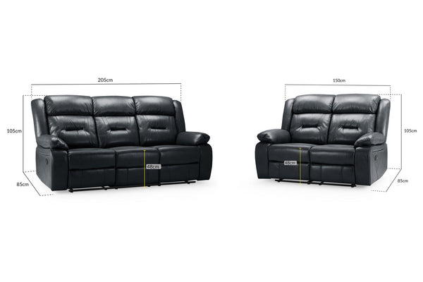 Novie Recliner Sofa Black 3+2 Set