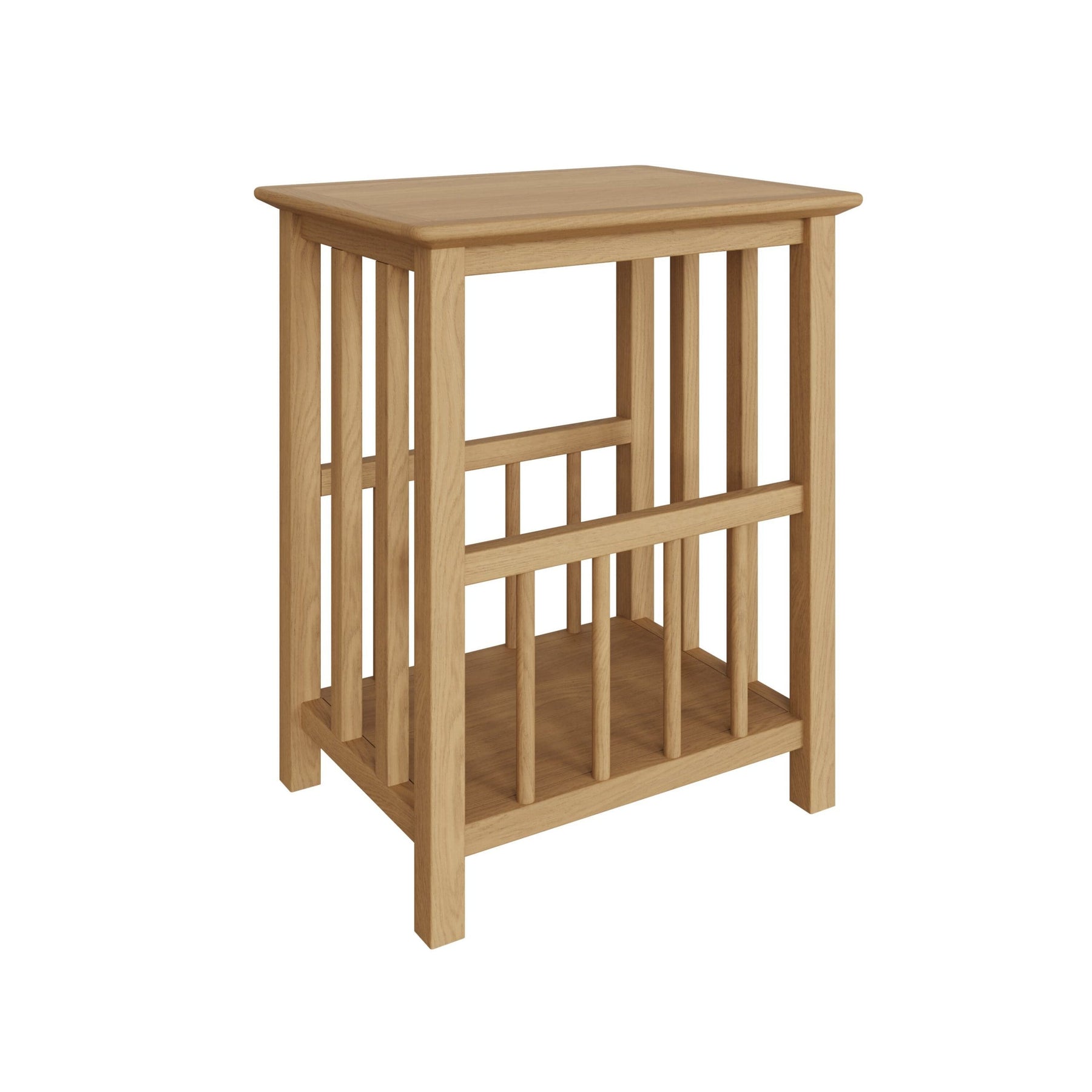 Taberno Oak Magazine Rack Turntable Stand Natural Oak