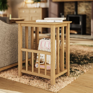Taberno Oak Magazine Rack Turntable Stand Natural Oak