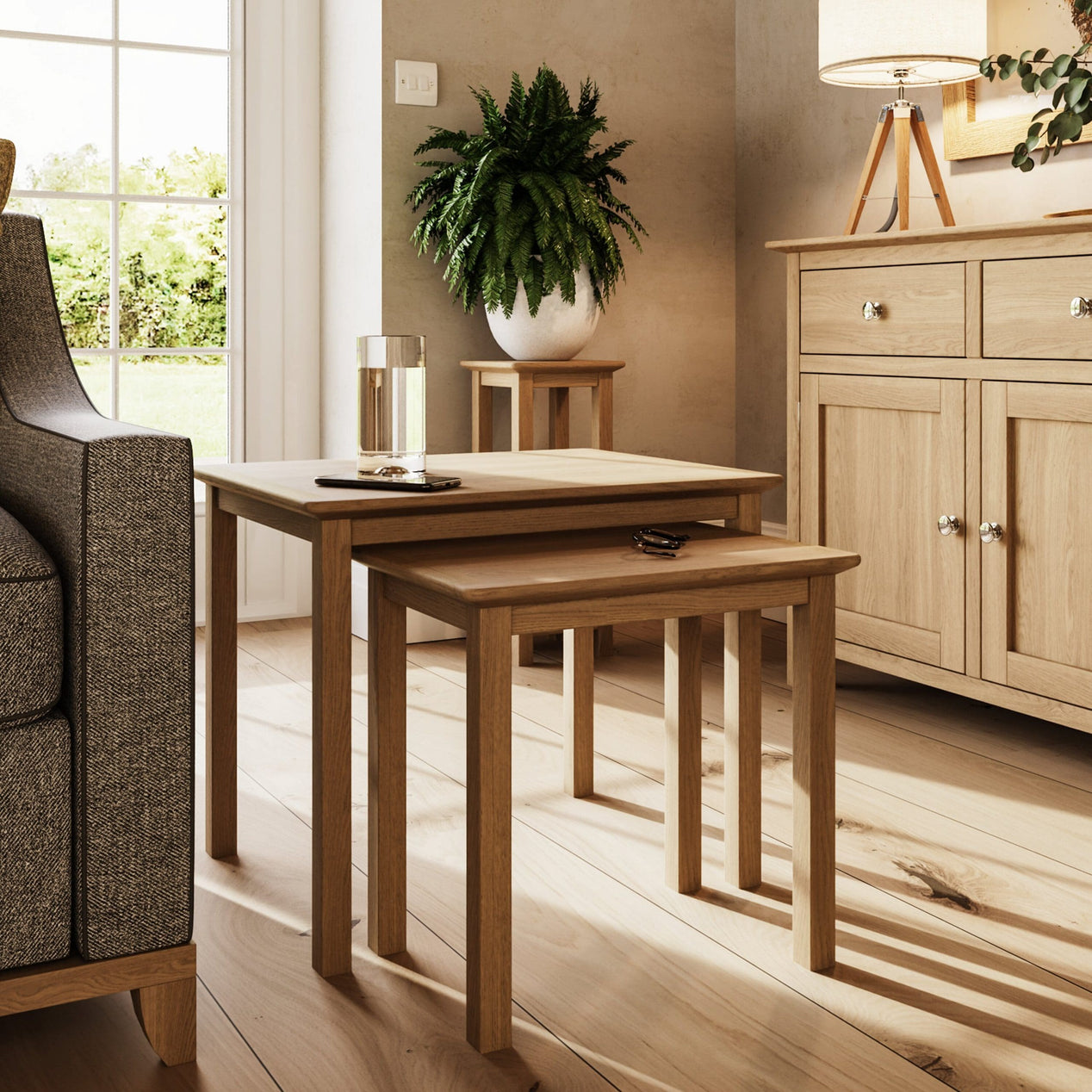 Taberno Oak Nest Of 2 Tables Natural Oak