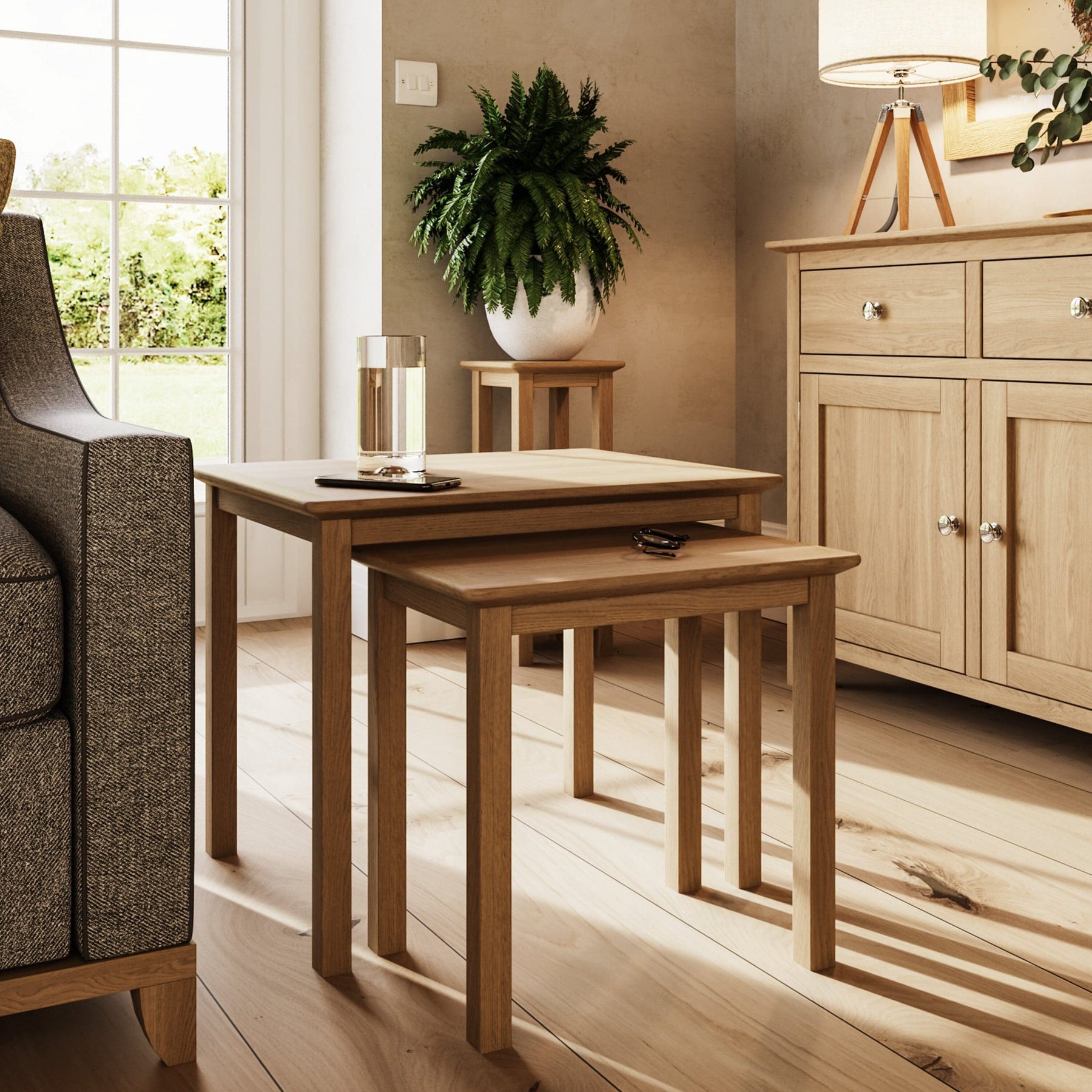 Taberno Oak Nest Of 2 Tables Natural Oak