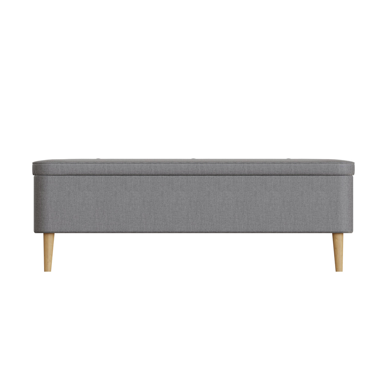 Grey Linen Ottoman Storage Bench With Solid Wooden Legs