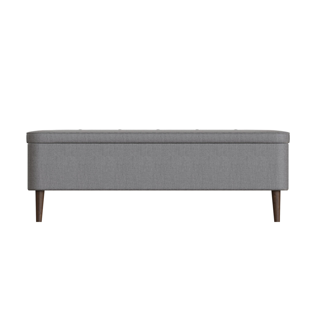 Grey Linen Ottoman Storage Bench With Solid Wooden Legs