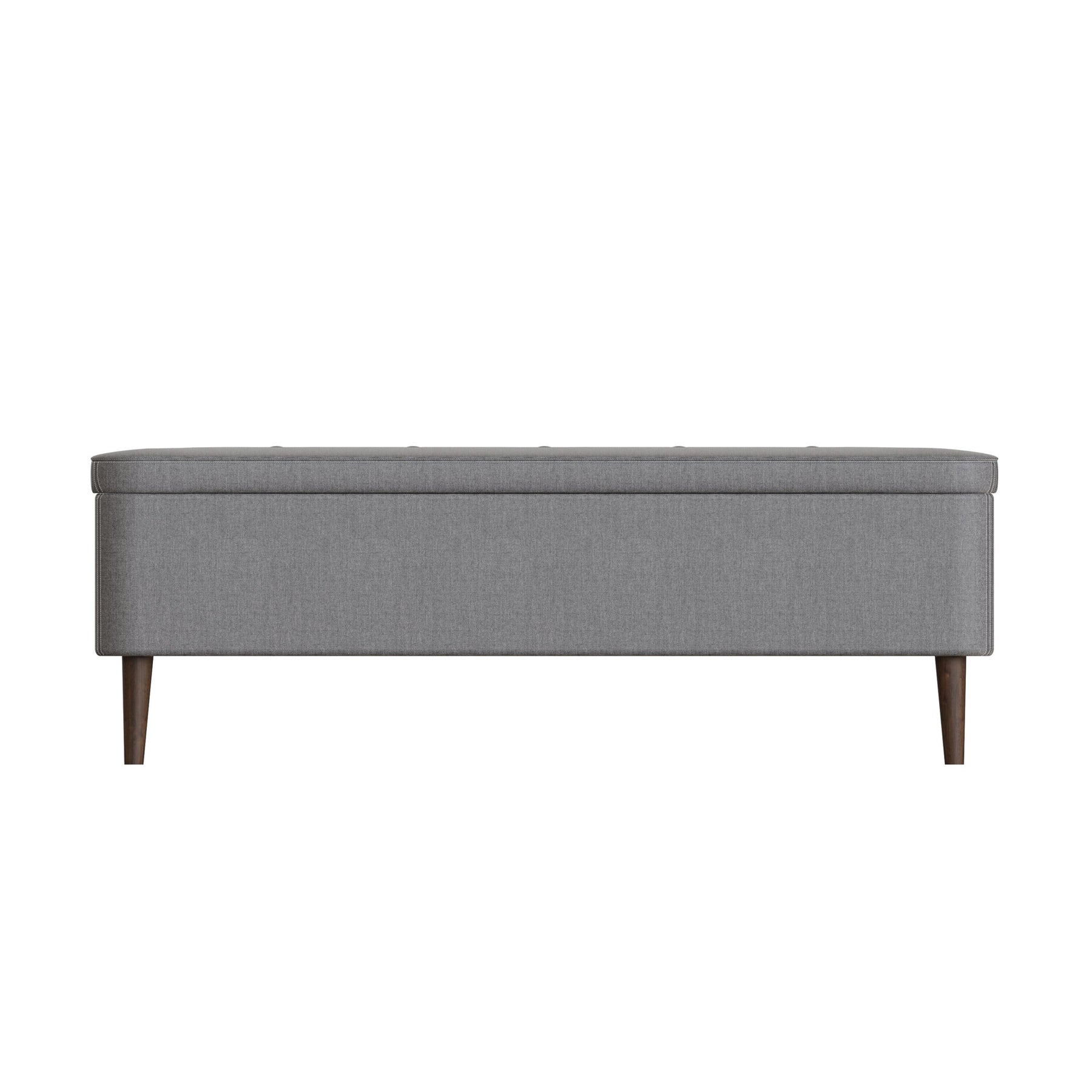 Grey Linen Ottoman Storage Bench With Solid Wooden Legs