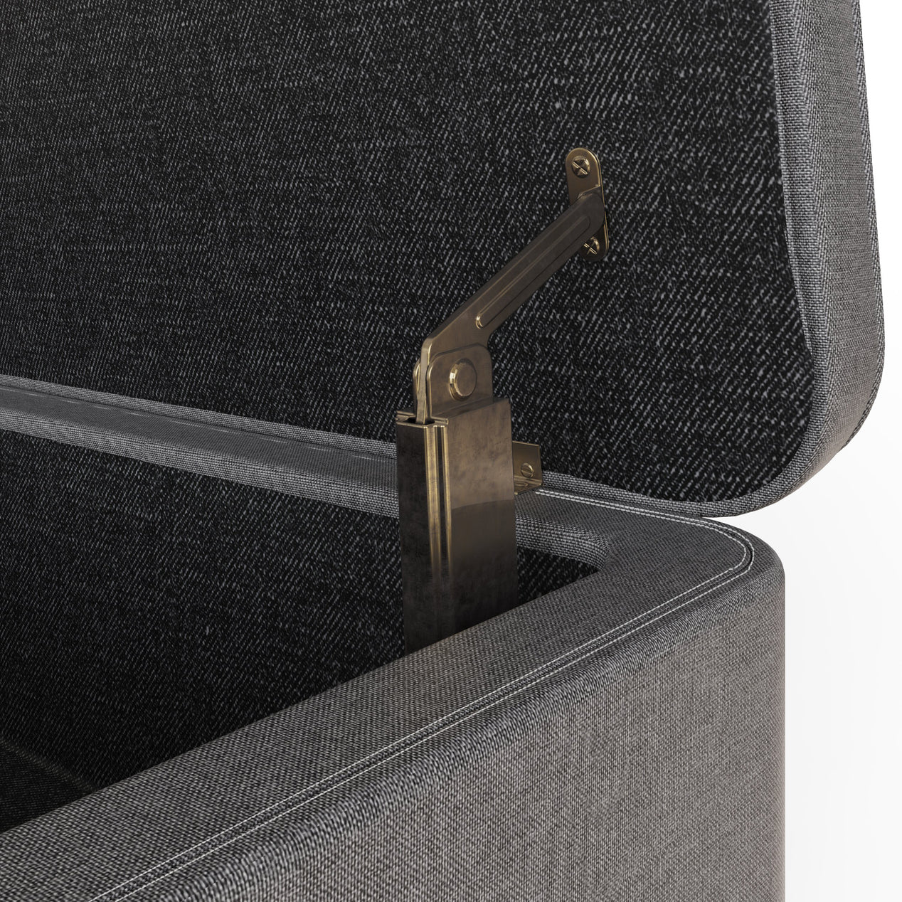 Grey Linen Ottoman Storage Bench With Solid Wooden Legs