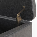 Grey Linen Ottoman Storage Bench With Solid Wooden Legs