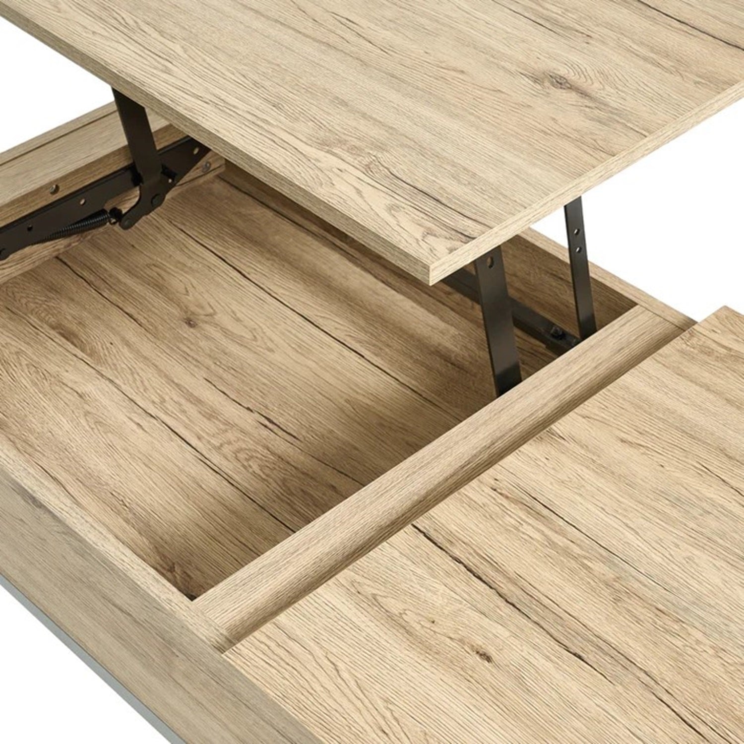 Lift Up Storage Coffee Table Light Oak / Silver