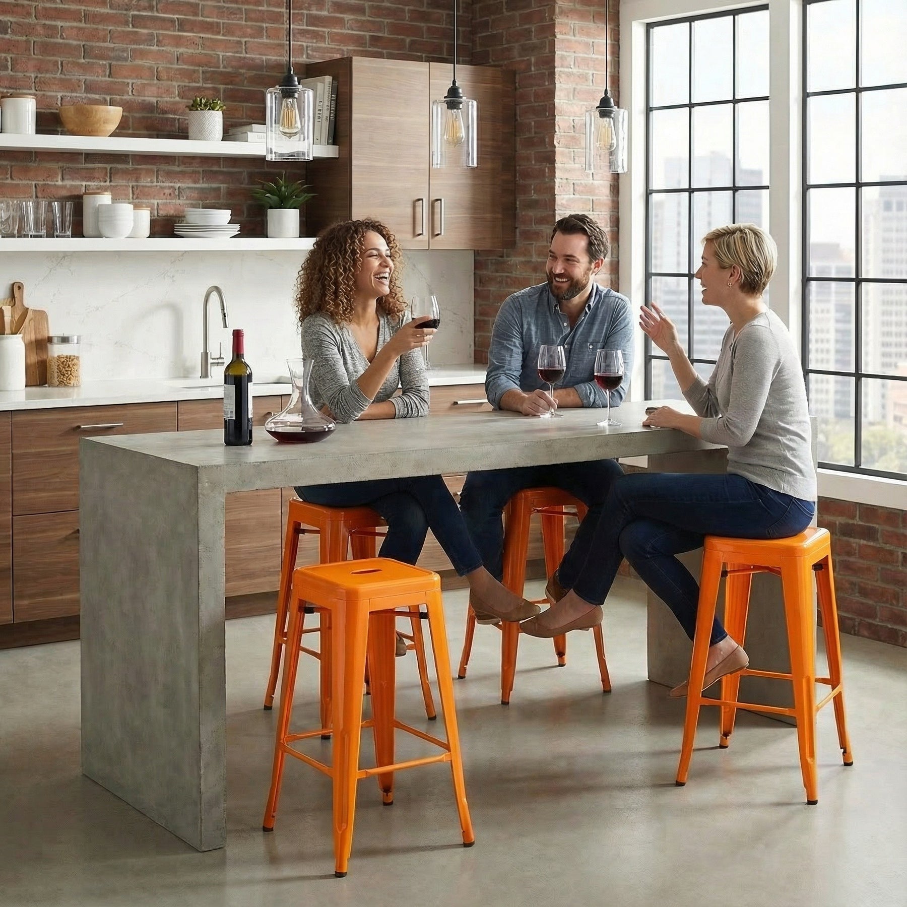 Bistro Pack Of 4 30 Orange Bar Stools