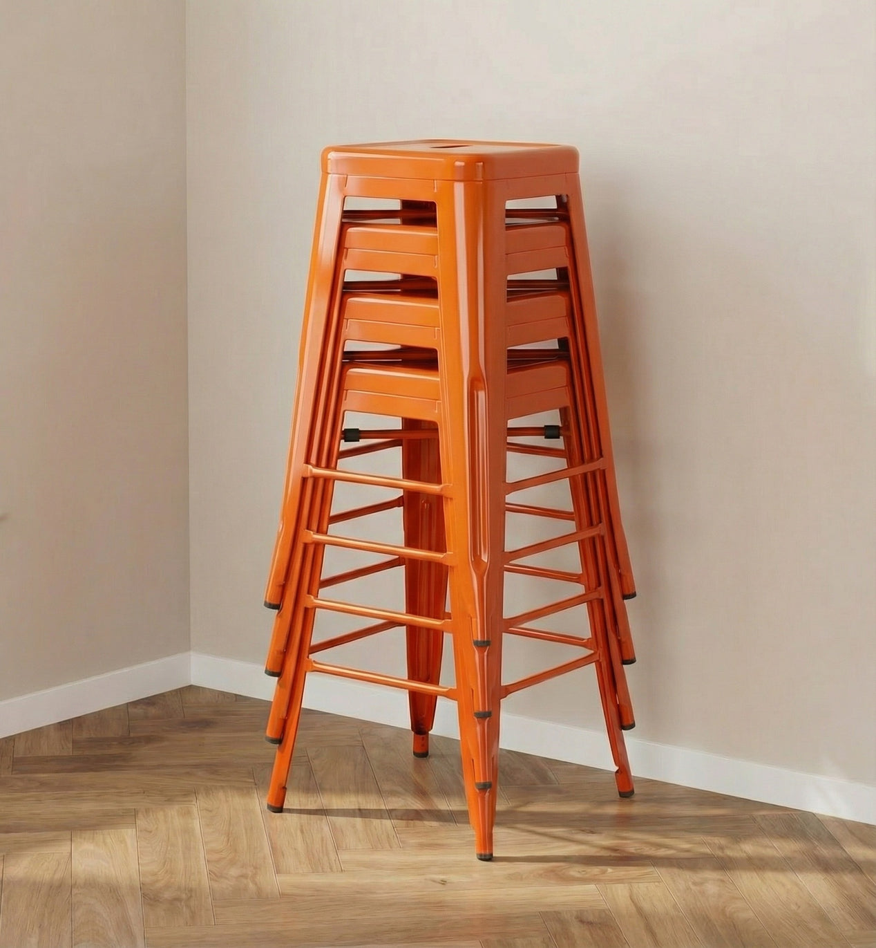 Bistro Pack Of 4 30 Orange Bar Stools