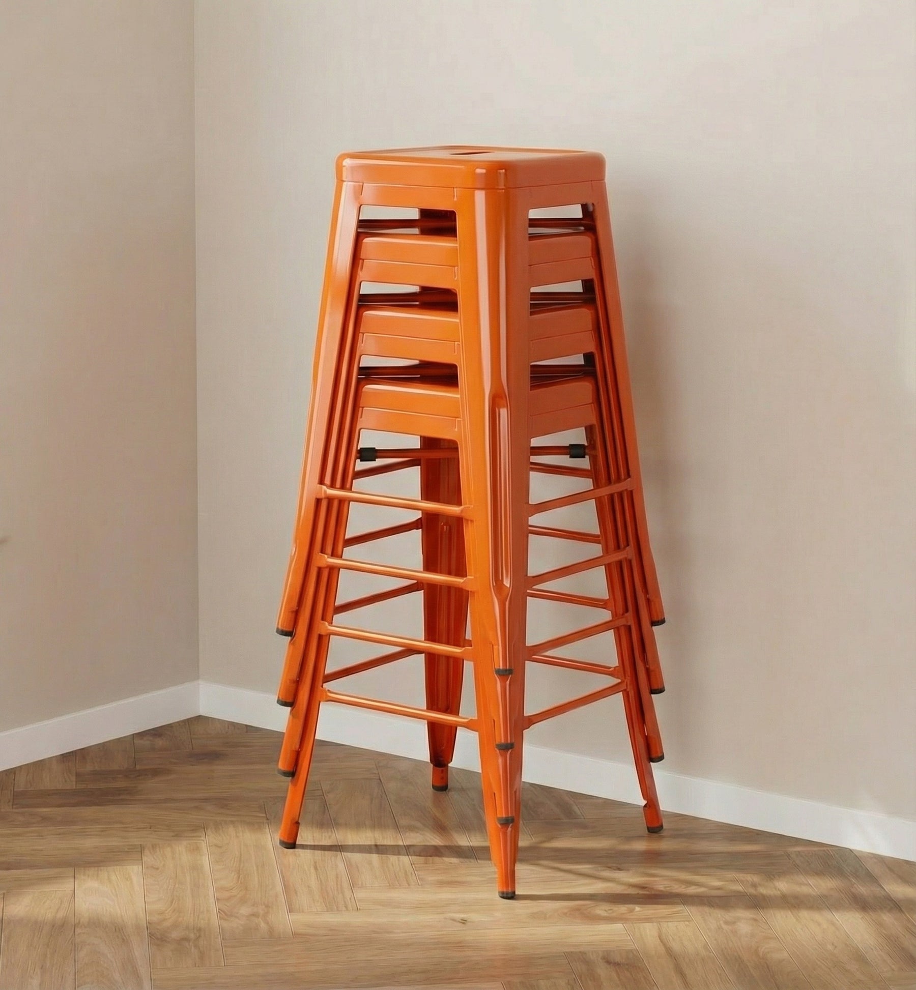 Bistro Pack Of 4 30 Orange Bar Stools
