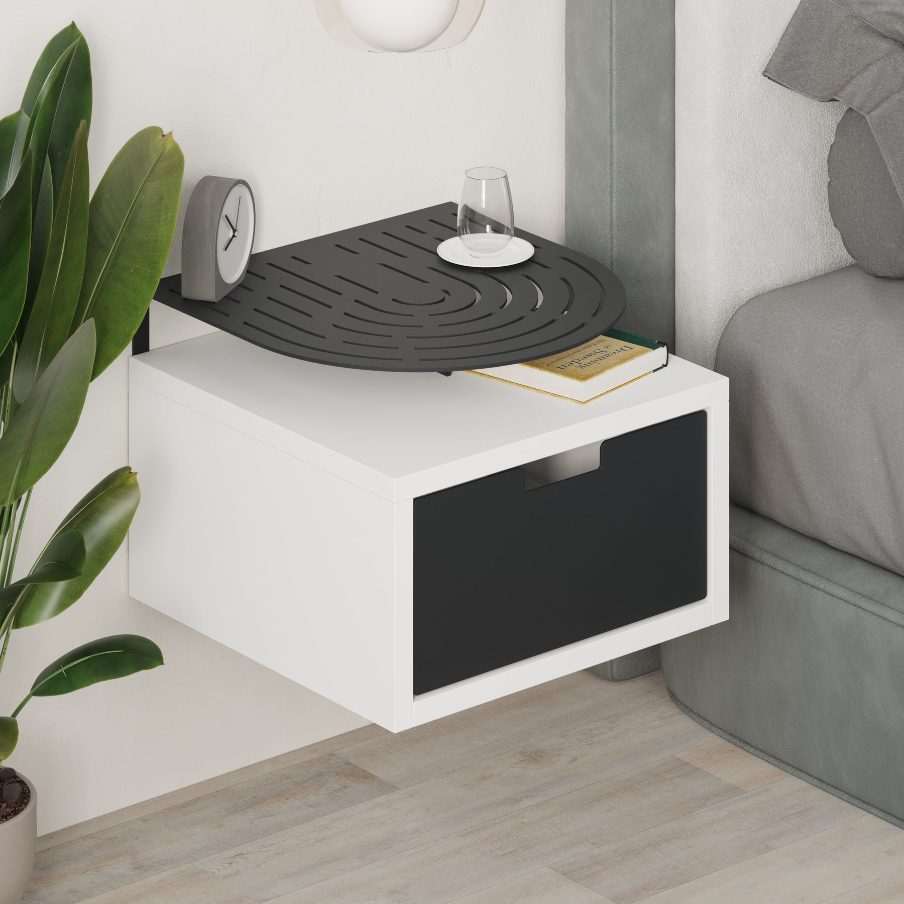 Modern Oslo Nightstand  Bedside Table with Drawer White