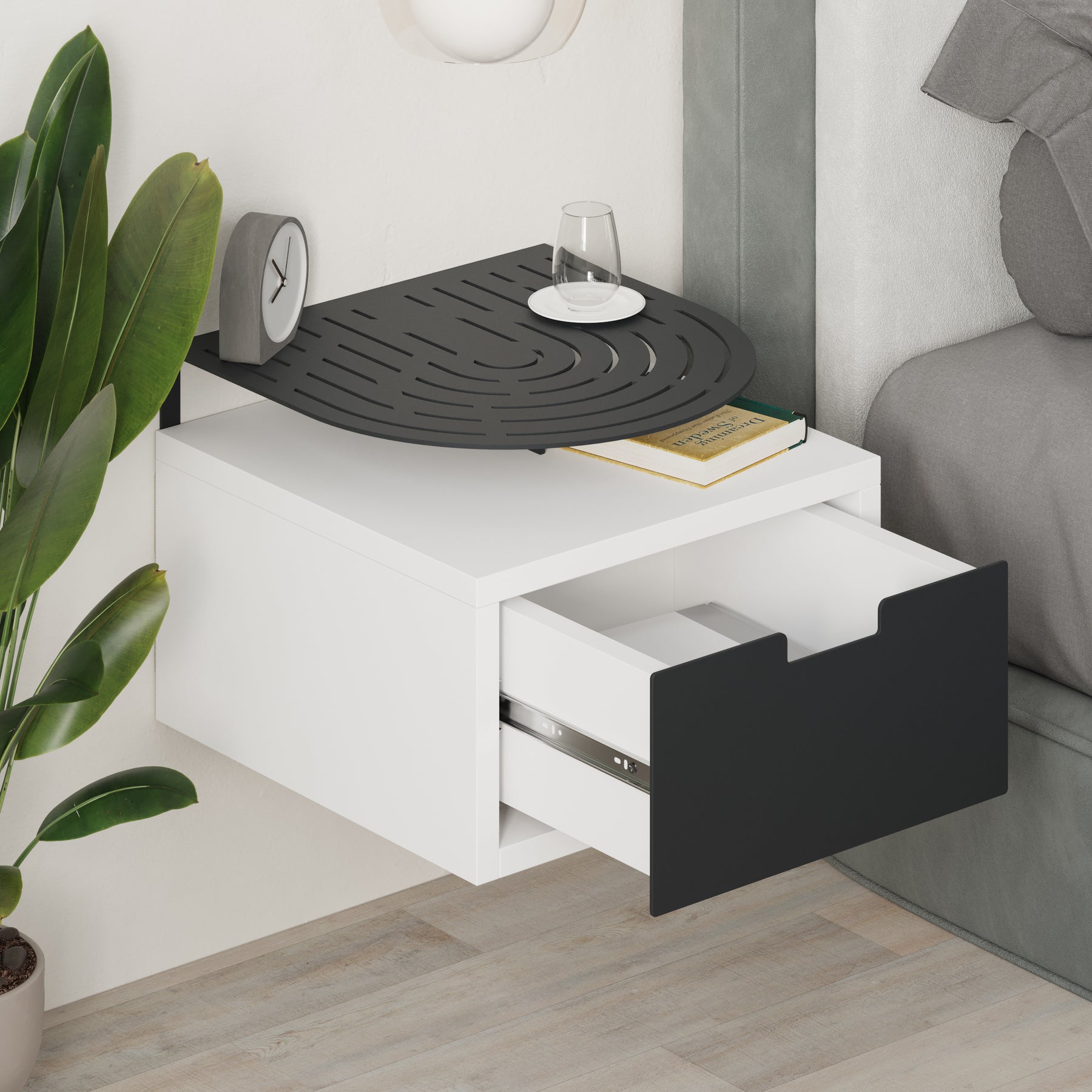 Modern Oslo Nightstand  Bedside Table with Drawer White