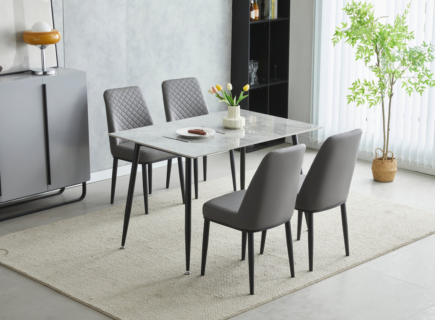 Oxford Dining Set With 4 Chairs Grey