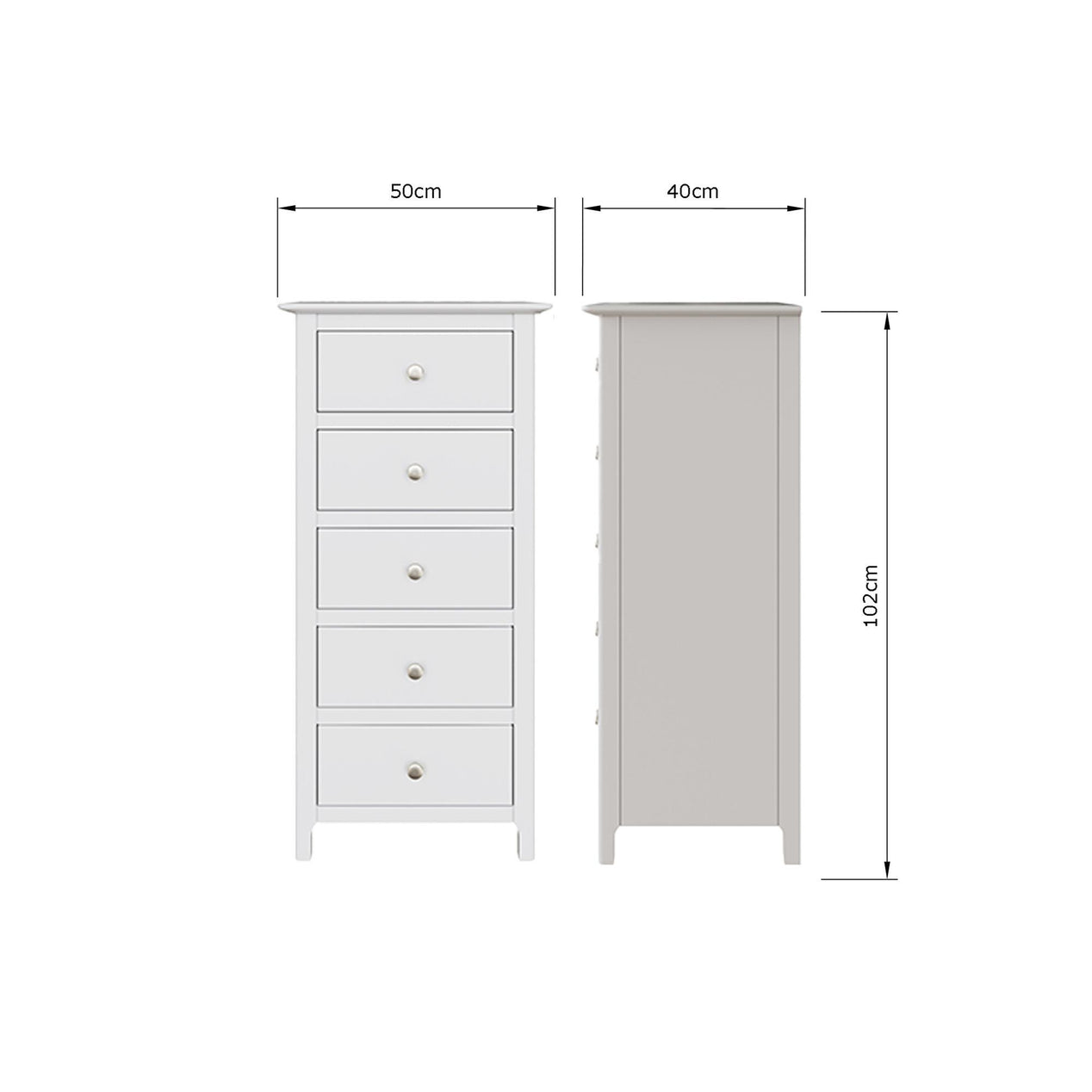Palma 5 Drawer Chest of Drawers Pure White