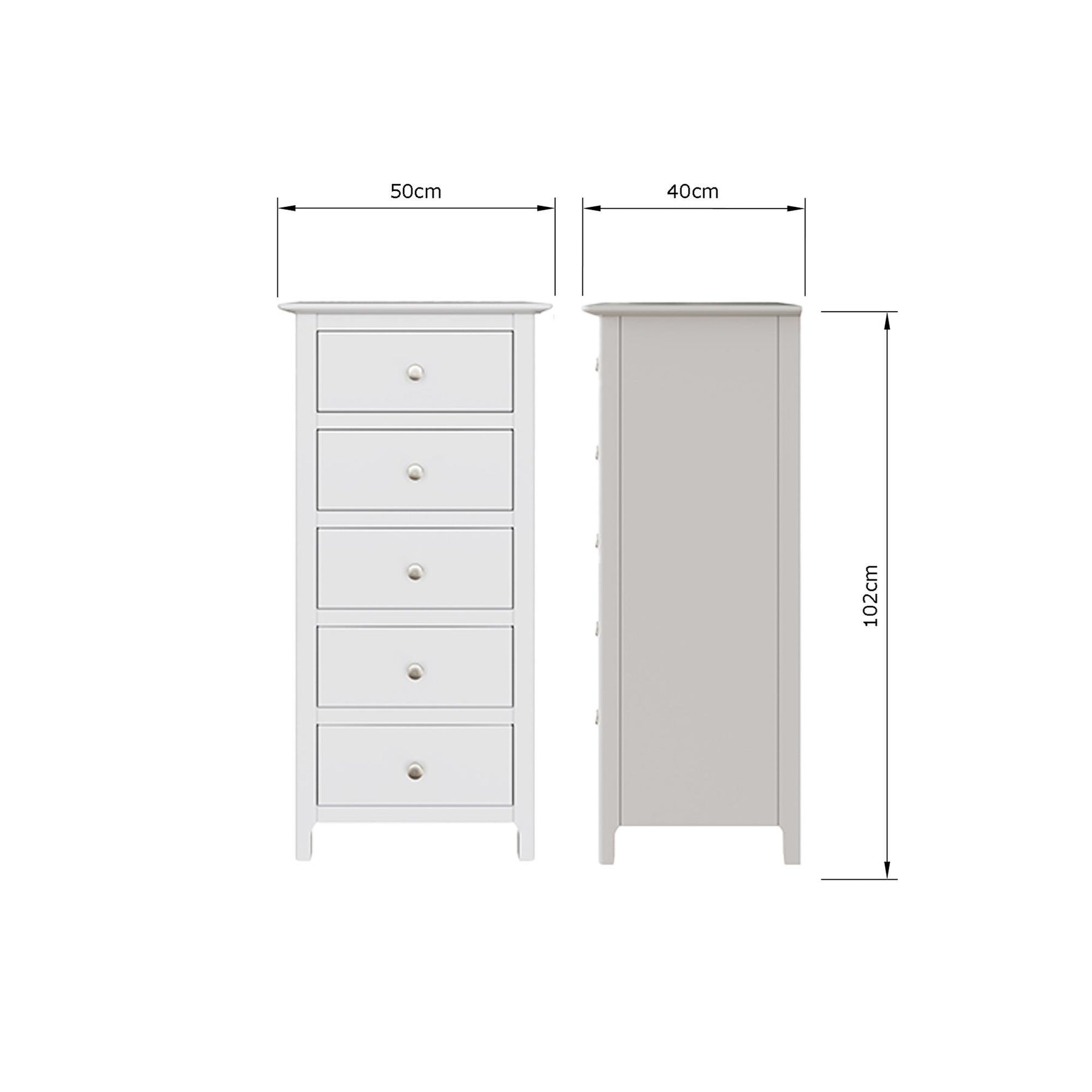 Palma 5 Drawer Chest of Drawers Pure White