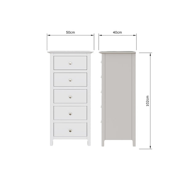 Palma 5 Drawer Chest of Drawers Pure White