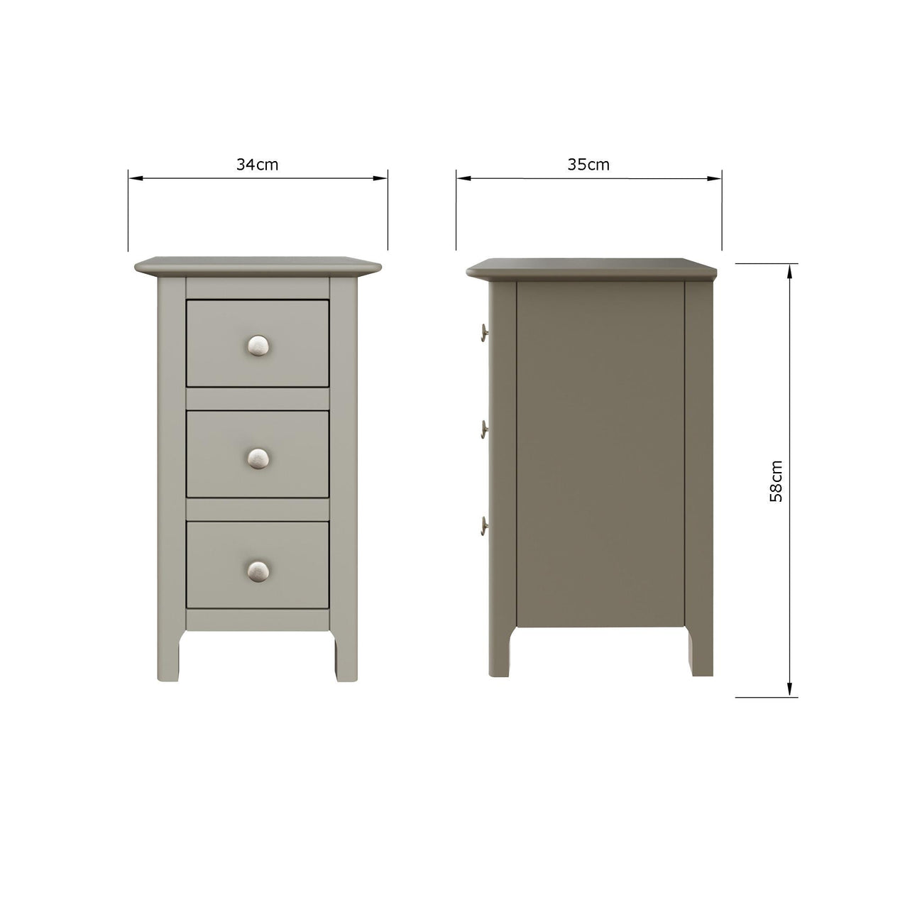 Palma 3 Drawer Bedside Cabinet Pale Grey