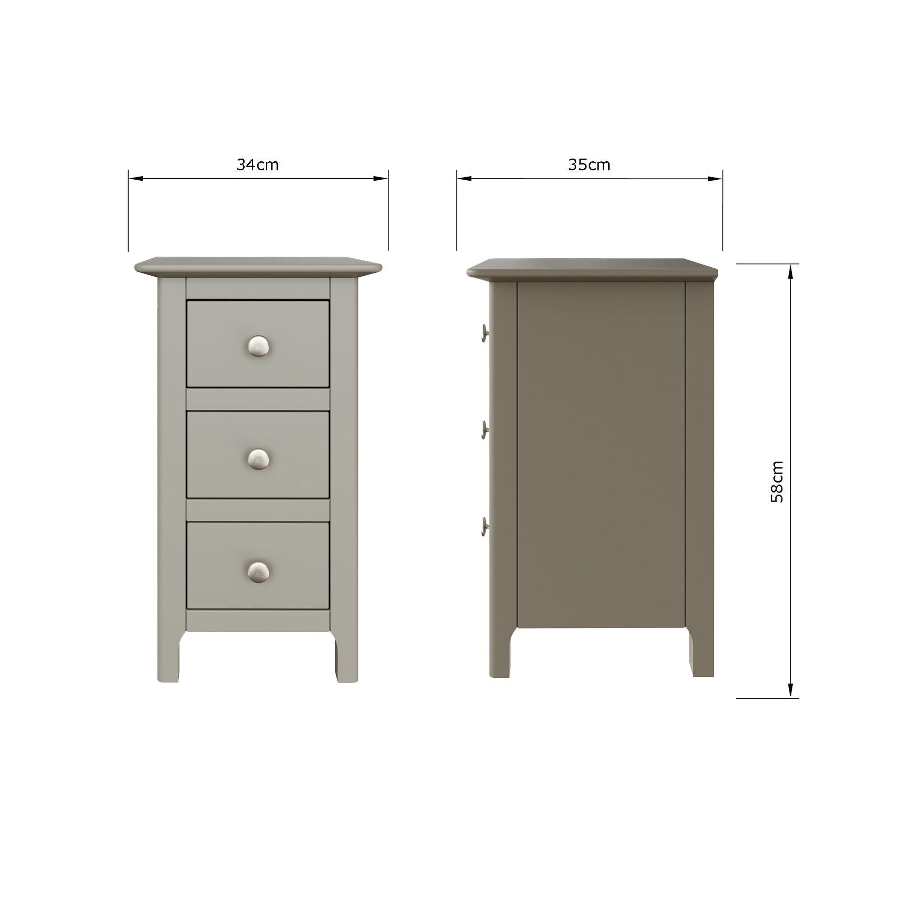 Palma 3 Drawer Bedside Cabinet Pale Grey