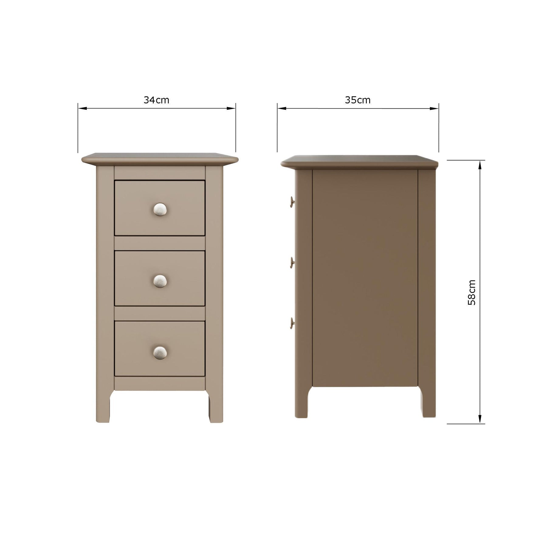 Palma 3 Drawer Bedside Cabinet Putty