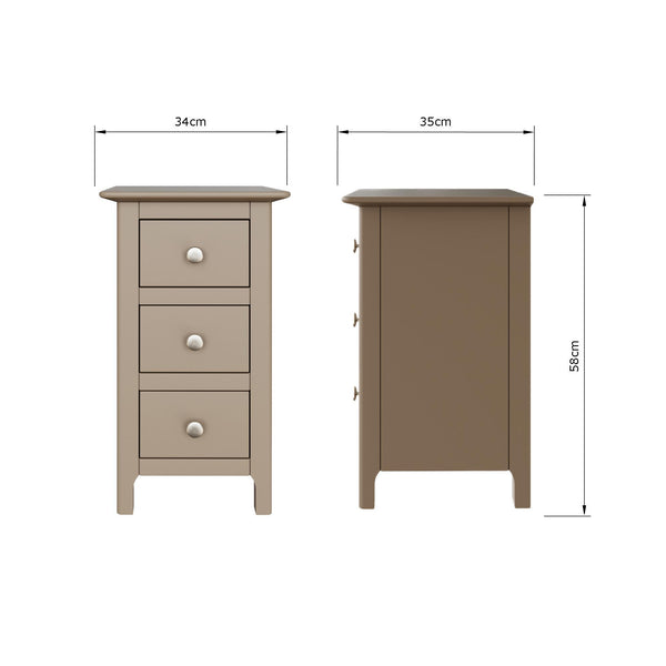 Palma 3 Drawer Bedside Cabinet Putty