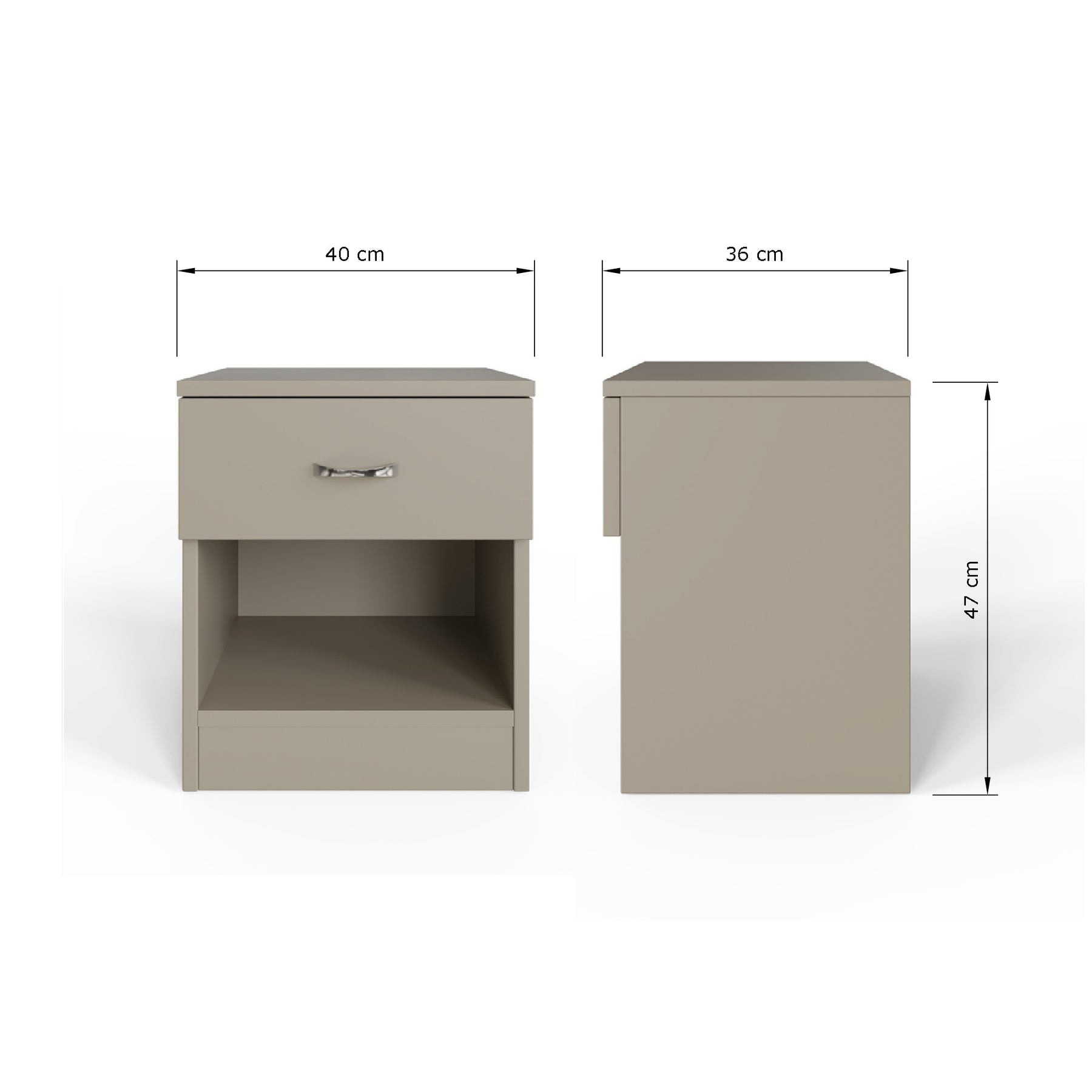 Set Of 2 Promo 1 Drawer Nightstands With Shelf - Putty