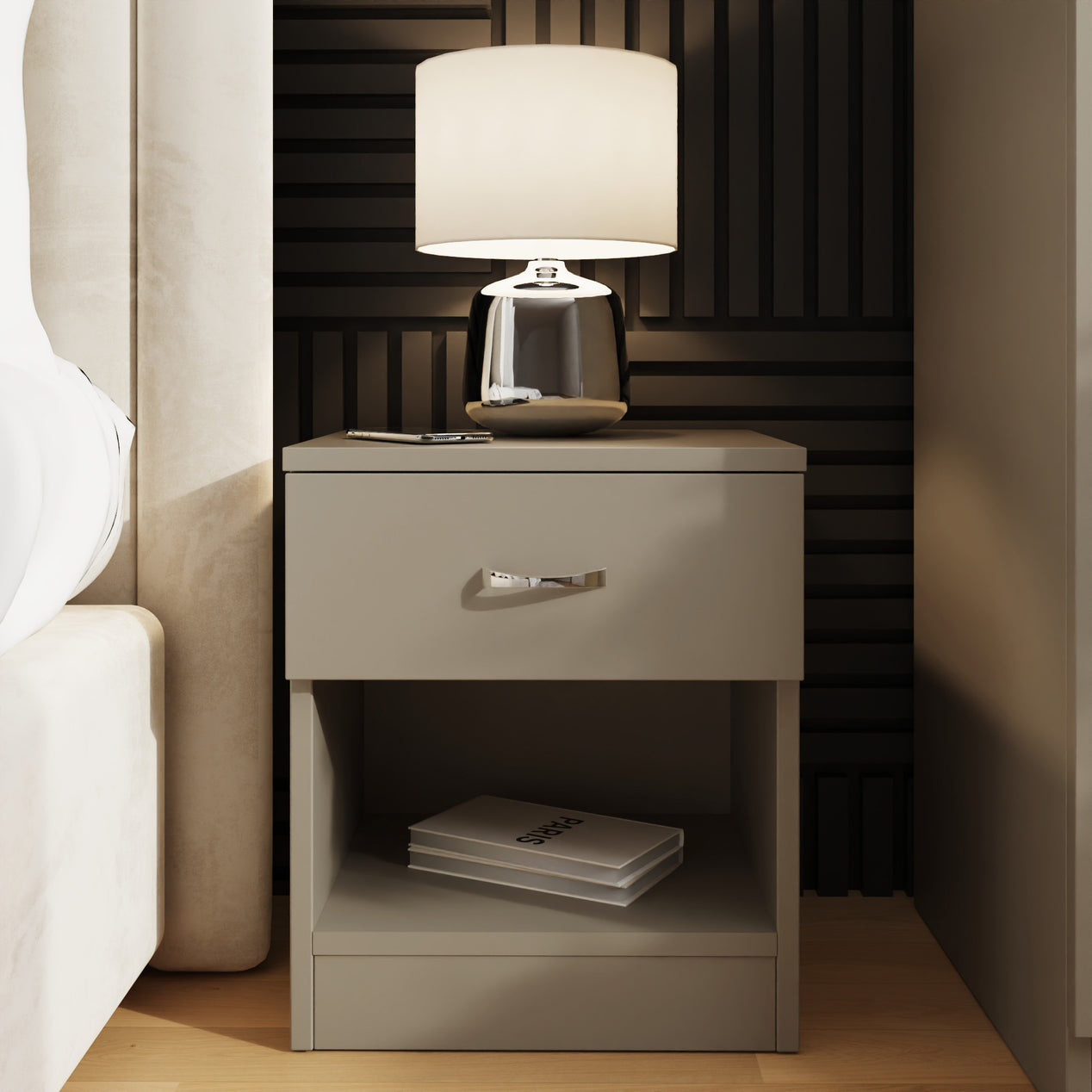 Promo 1 Drawer Nightstand With Shelf - Putty