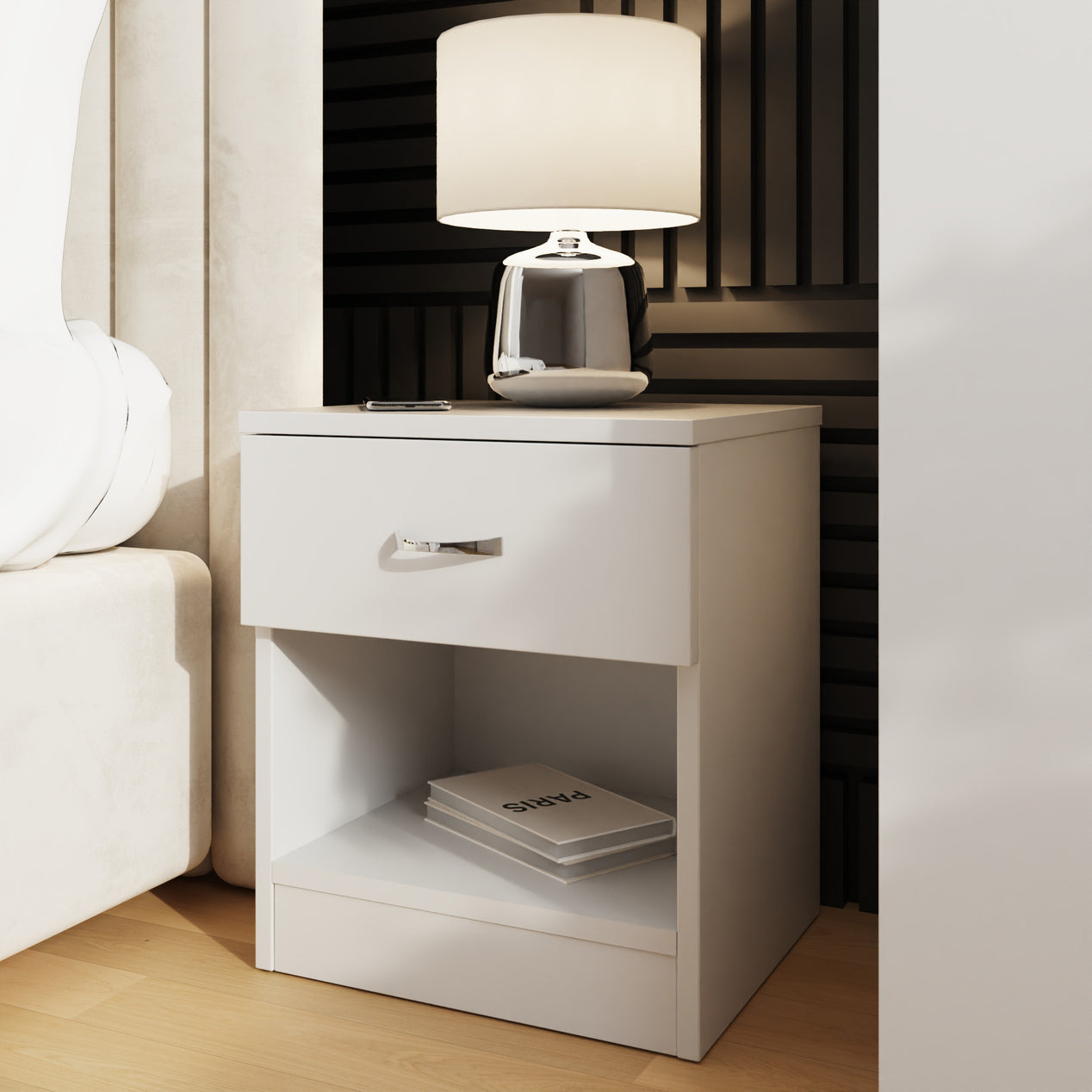 Promo 1 Drawer Nightstand With Shelf - White