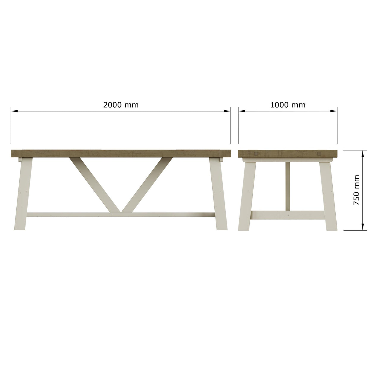 Purbeck Truffle 2m Dining Table