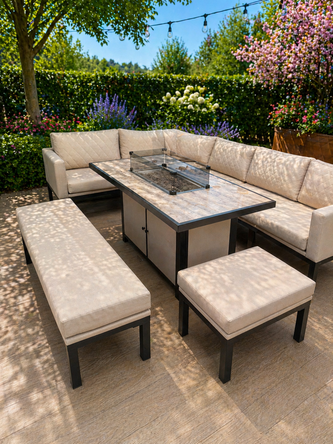 Aylin Outdoor Fire Pit Dining Set