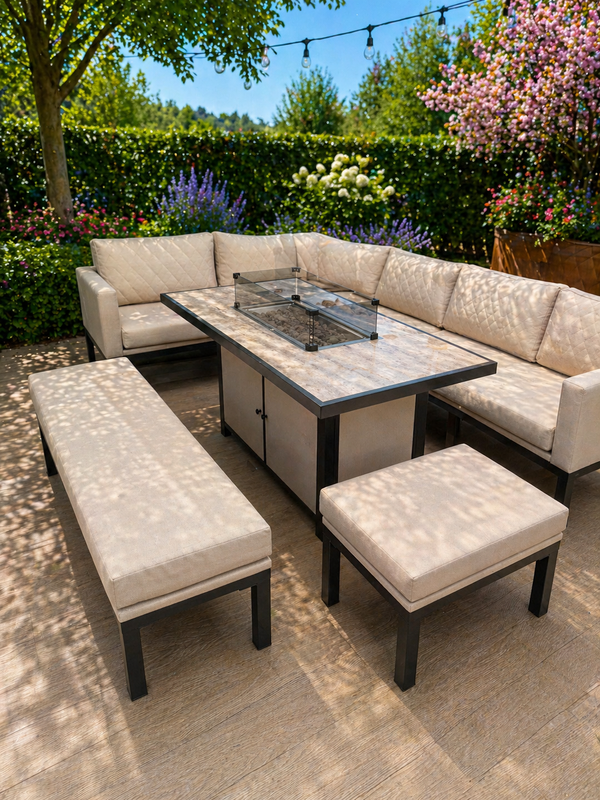 Aylin Outdoor Fire Pit Dining Set
