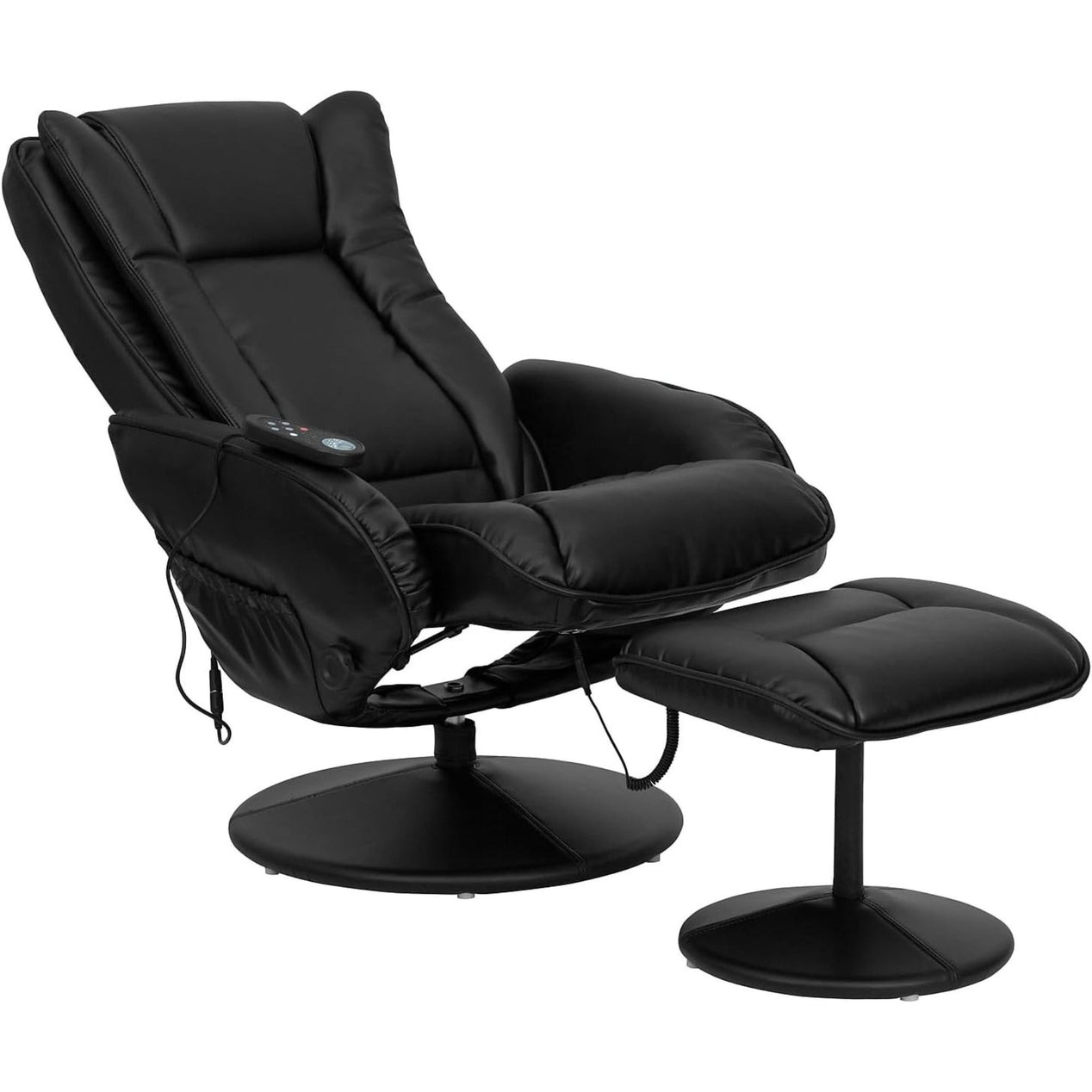 Black Leathersoft Massage Reclining Armchair and Footstool