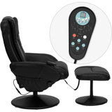 Black Leathersoft Massage Reclining Armchair and Footstool
