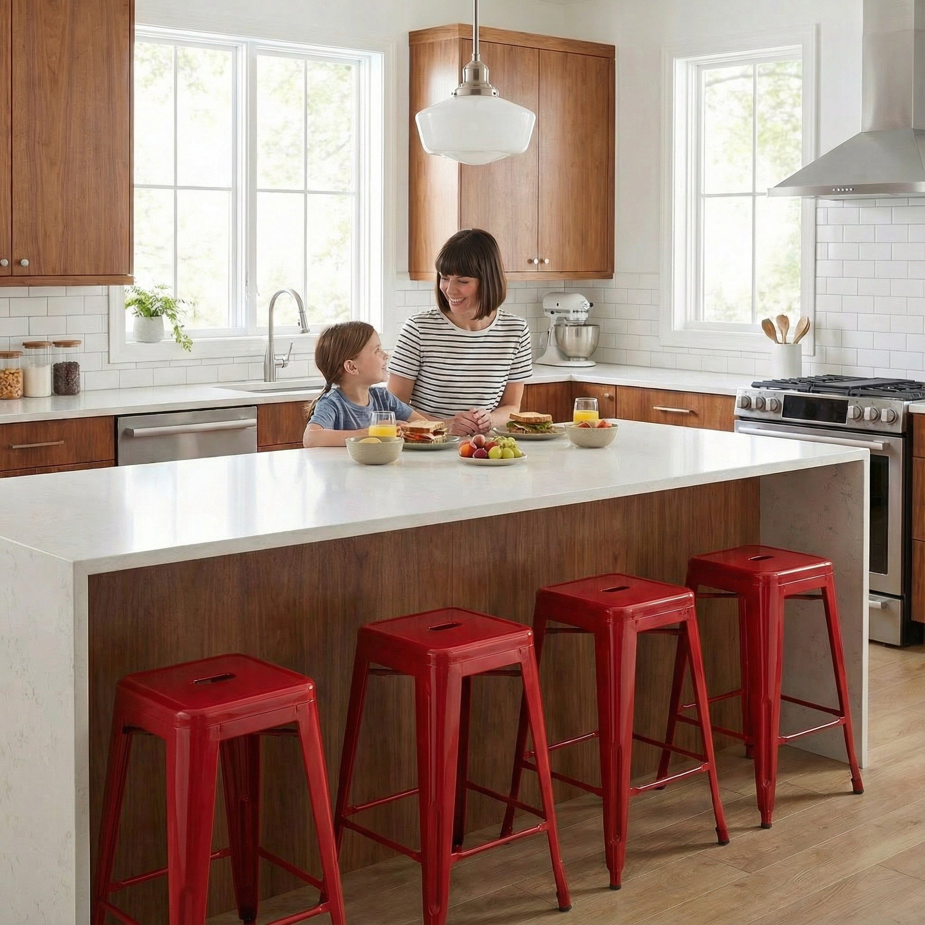 Bistro Pack Of 4 24 Red Countertop Stools