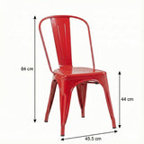 Bistro Pack Of 4 Red Metal Chairs