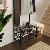 Industrial Urban Design Black Hallway Storage Rack With Hanging Rail