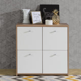 Best Chest 4 Door Storage Cabinet White & Oak