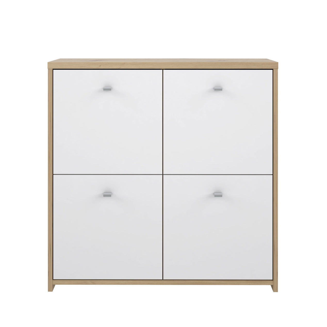 Best Chest 4 Door Storage Cabinet White & Oak