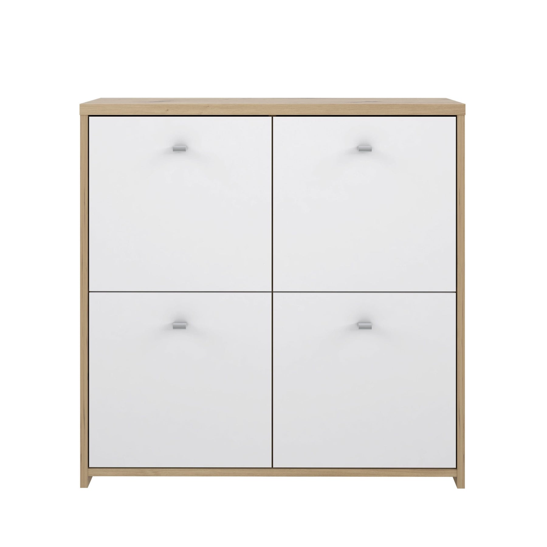 Best Chest 4 Door Storage Cabinet White & Oak