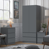 FWStyle Stora 2 Door 2 Drawer Combination Wardrobe - Matt Dark Grey