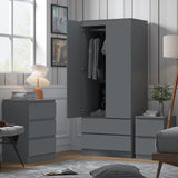 FWStyle Stora 2 Door 2 Drawer Combination Wardrobe - Matt Dark Grey