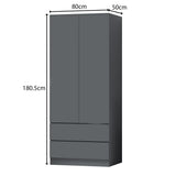 FWStyle Stora 2 Door 2 Drawer Combination Wardrobe - Matt Dark Grey