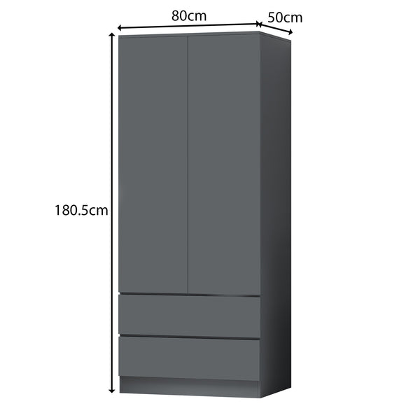 FWStyle Stora 2 Door 2 Drawer Combination Wardrobe - Matt Dark Grey