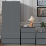FWStyle Stora 2 Door 2 Drawer Combination Wardrobe - Matt Dark Grey