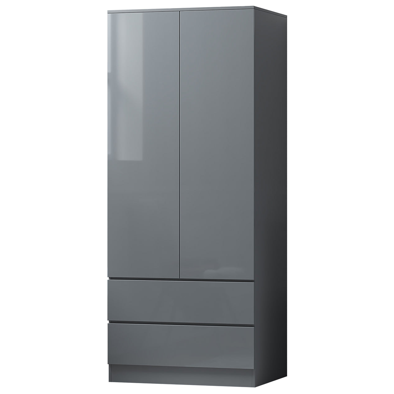 FWStyle Stora 2 Door 2 Drawer Combination Wardrobe - Grey Gloss Front