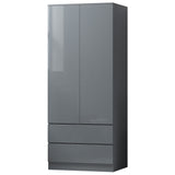 FWStyle Stora 2 Door 2 Drawer Combination Wardrobe - Grey Gloss Front